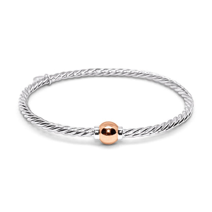 Sterling Silver Braided Bracelet with 14k Yellow Gold Ball
