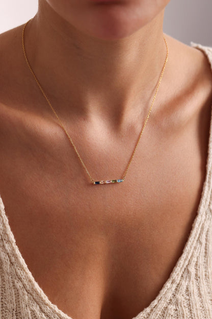 Baguette Birthstone Necklace